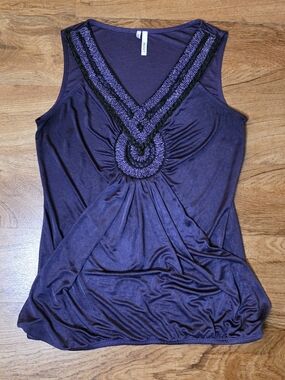 Y2K Studio Y Purple Embellished Sleeveless Blouse